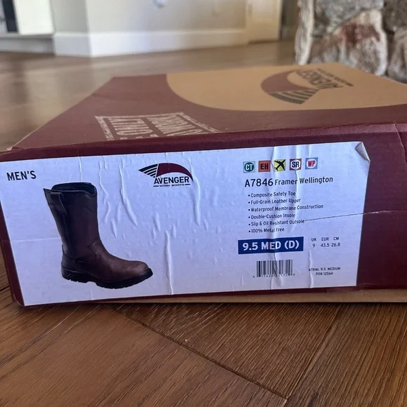 Avenger Framer Wellington Waterproof Work Boots – BrownMen’s 9.5 NWT